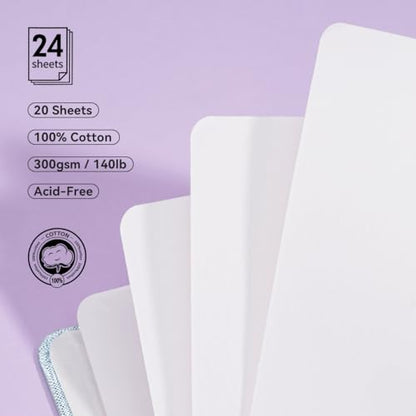 Lightwish Square Watercolor Journal,2 Pack Total 48 Sheets,100% Cotton,300gsm/140lb,Acid-Free, Hot Press Watecolor Paper Sketchbook for Artists Adults Students,4.7 * 4.7 Inches - color: Grey