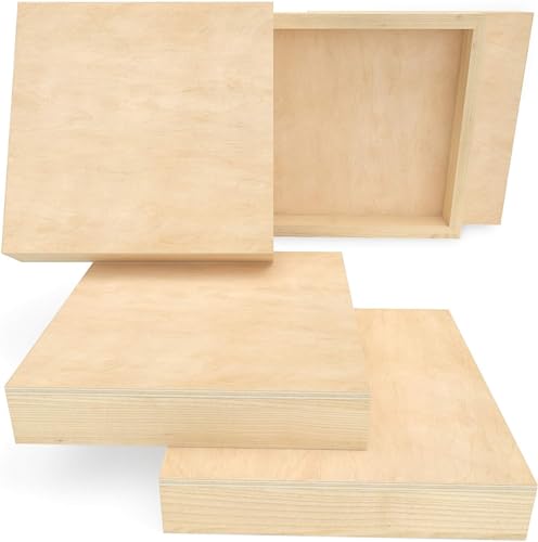 Arteza Wooden Canvas Board, 8x8 Inch, Pack of 5, Birch Wood, Cradled Artist Wood Panels for Painting, Encaustic Art, Wood Burning, Pouring, Use with Oils, Acrylics - size: 8x8 Inch
