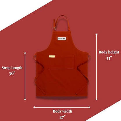 100% Cotton Kitchen Apron with 2 Pockets – Adjustable Chef Apron for Cooking Baking BBQ – Unisex Apron - color: Cherry, size: Standard