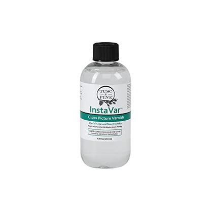 Tusc & Pine InstaVar™ Gloss Picture Varnish - Archival Quality Varnish for Oil, Alkyd, and Acrylic Artists - 8.4oz Bottle - size: 8.4oz