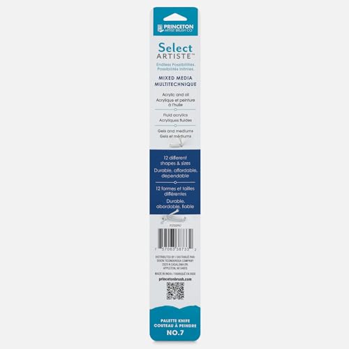 Princeton Select Artiste Palette Knife, Small Multi Angle Scraper, Satin Turqouise Handle, No. 7, Metal, 1 Count - style: Small Multi Angle Scraper No. 7