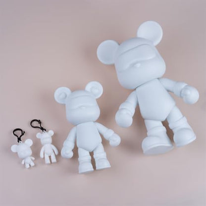 DIY (9+13 Inch, Blank Mold) Fluid Bear + Keychain Painting Set, Teddy Bear Figure for Creative Fluid Art and Home Decoration - size: 13 Inch