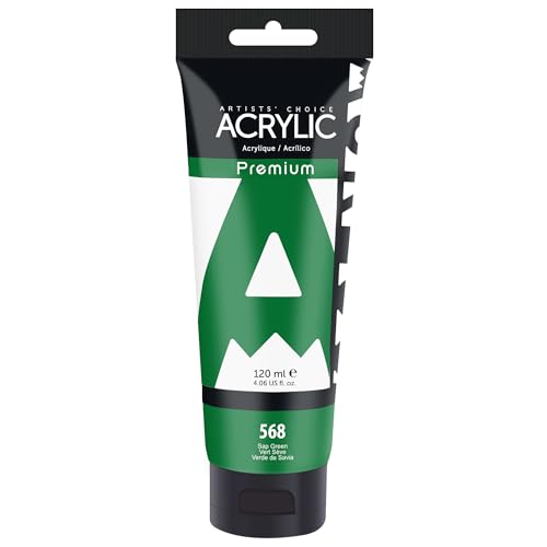 AUREUO Sap Green Acrylic Paint, 4 Fl Oz / 120ml Single Tube, Rich Pigment Art Craft Paints for Canvas, Rocks, Wood, Ceramic, Fabric - Art Supplies for Beginners, Professionals, Artists - color: Sap Green, size: 4 Fl Oz (Pack of 1)