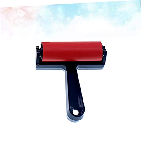 SEWACC Artist Rubber Roller Brush for Ink Painting 10cm Length Red for Scrapbooking Wall Art and Drawing Projects