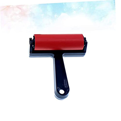 SEWACC Artist Rubber Roller Brush for Ink Painting 10cm Length Red for Scrapbooking Wall Art and Drawing Projects