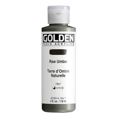 GOLDEN Fluid Acrylics, Raw Umber, 4 fl. oz. Bottle, Professional Acrylic Paint, Semi-Opaque