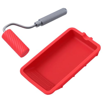 Glue Roller Set Silicone Glue Applicator with Tray for Woodworking, Arts and Crafts, Wood Projects, Furniture Repair and Professional Paint Kit Red - color: Red