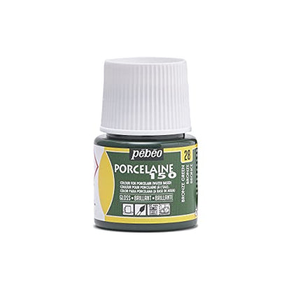 Pebeo Porcelaine 150 Ceramic Paint - Water-Based High-Gloss Paint for Porcelain, 45 ml Bottle, Bronze Green - color: Bronze Green