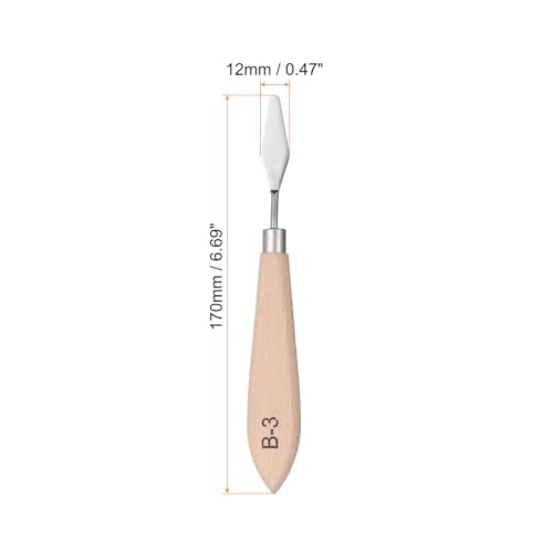 HARFINGTON Palette Knives Painting Tool 6.69" Stainless Steel Blade Spatula Painting Pallet Knife Beech Wood Handle for Oil Acrylic Canvas Color Mixing - size: 12mmx170mm
