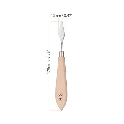 HARFINGTON Palette Knives Painting Tool 6.69" Stainless Steel Blade Spatula Painting Pallet Knife Beech Wood Handle for Oil Acrylic Canvas Color Mixing - size: 12mmx170mm