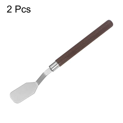 HARFINGTON 2pcs Palette Knives 18mm Width Stainless Steel Flat Spatula Painting Pallet Knife with Wood Handle for Oil Acrylic Canvas Mixing Spreading