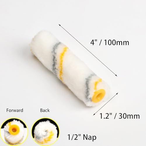 King Origin 10-Pack Paint Roller 4 Inch, 1/2" Nap, Small Paint Roller Covers, Lint Free Paint Roller Refills for Walls, Trim, and Home Painting Projects - size: 4", 10 PCS, Acrylic