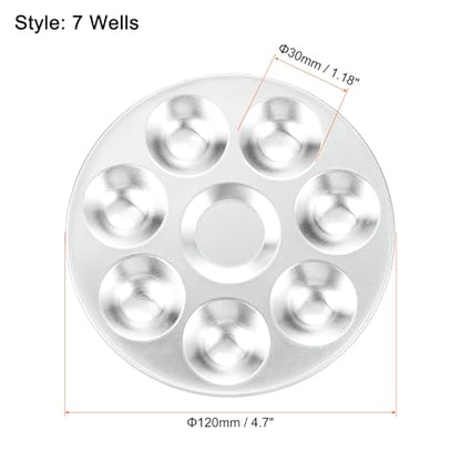 HARFINGTON Aluminum Round Paint Mixing Palette Tray 4.7" 7 Wells for Acrylic Oil Watercolor Artist DIY Painting