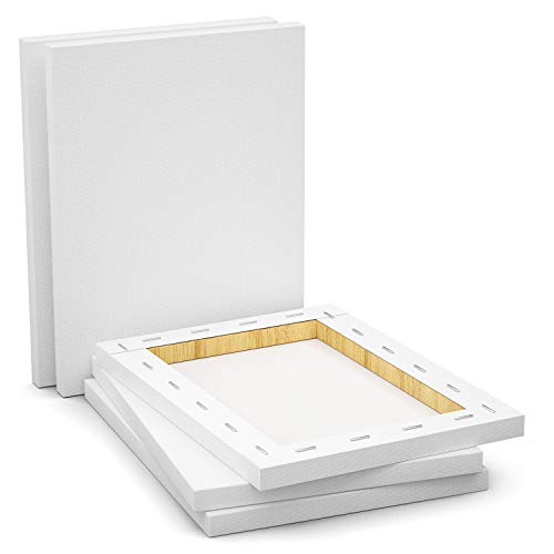 GOTIDEAL Stretched Canvas, 16x20 Inch Set of 5, Primed White - 100% Cotton Artist Canvas Boards for Painting, Acrylic Pouring, Oil Paint Dry & Wet Art Media - color: White, size: 16"x20"