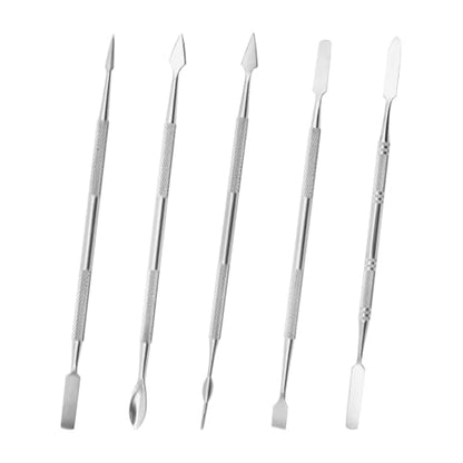 GSHLLO 5 Pcs Polymer Clay Sculpting Tool Set Stainless Steel Clay Spatula Double Ended Shaping Tools Metal Wax Carving Tools DIY Pottery Modeling Tool Ceramic Embossing Supplies for Figurines Crafts