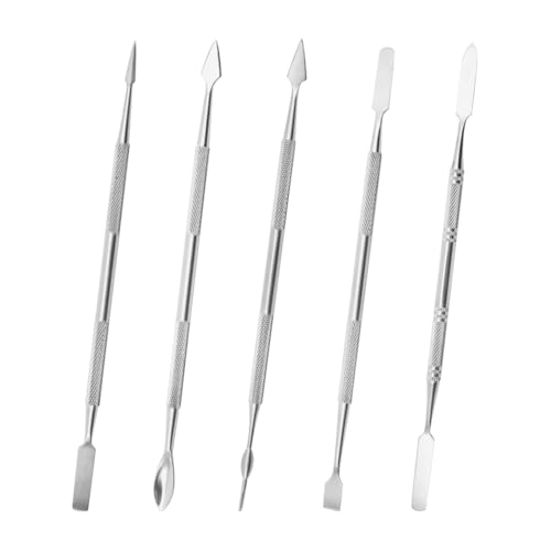 GSHLLO 5 Pcs Polymer Clay Sculpting Tool Set Stainless Steel Clay Spatula Double Ended Shaping Tools Metal Wax Carving Tools DIY Pottery Modeling Tool Ceramic Embossing Supplies for Figurines Crafts