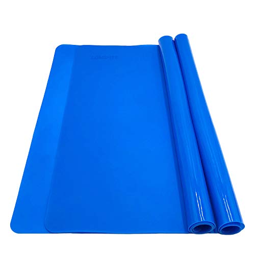 Silicone Baking Mats for Dough Rolling Pastry Fondant Mat Large Nonstick and Nonslip, Countertop Protector, Dining Table Mat and Placemat 20'' by 16''(Blue 2 Pack) - color: Blue 2 Pack