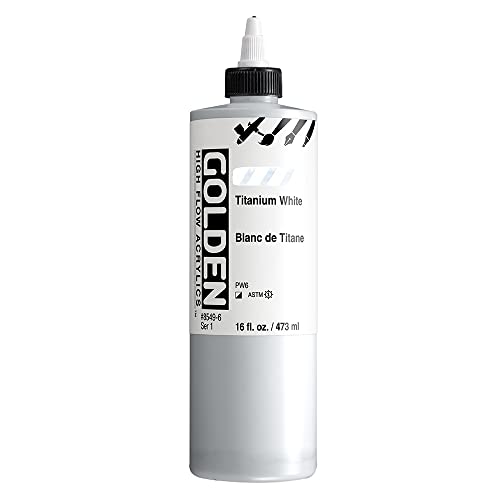 GOLDEN High Flow Acrylics, Titanium White, 16 fl. oz. Bottle, Professional Acrylic Paint, Semi-Opaque