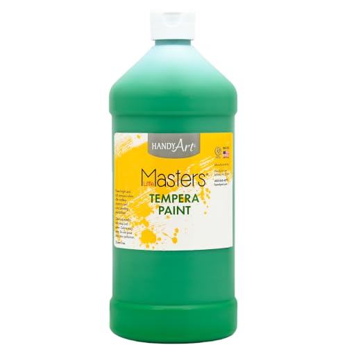 Handy Art Little Masters Tempera Paint, Green, 32 oz Bottle, Bright & Mixable, High Opacity, Washable Colors for Classroom, Students, Kids, Young Artists, Safe & Non-Toxic, Made in USA - color: Green, size: 32 Fl Oz (Pack of 1)