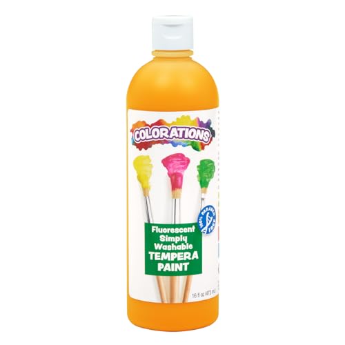 Colorations Simply Washable Tempera Paint, Fluorescent Neon Orange - 16 oz. - color: Flourescent Orange