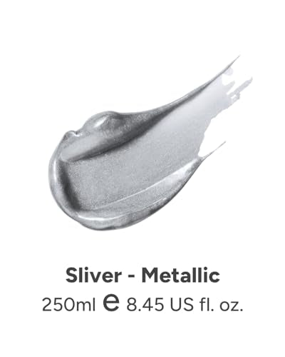 JusArt Acrylic Paint Metallic Silver Tubes 250ml (8.45 oz), Non Toxic Craft Paint, No Fading Rich Pigment for Canvas Painting, Wood, Fabric, Clay, MetallicStone, Ceramics Art Supplies for Artists, Adults - color: Silver