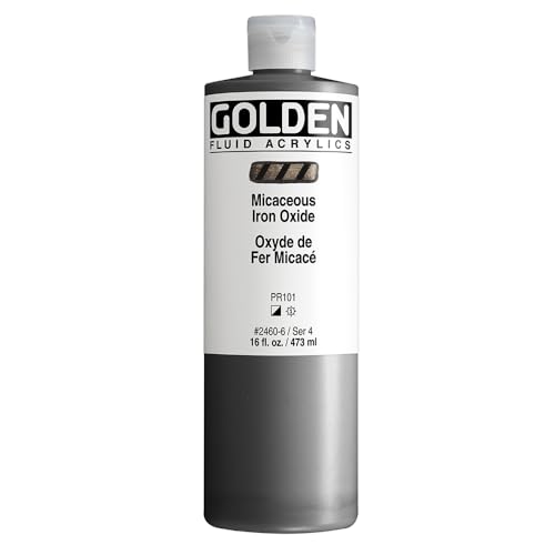GOLDEN Fluid Acrylics, Micaceous Iron Oxide, 16 fl. oz. Bottle, Professional Acrylic Paint, Semi-Opaque