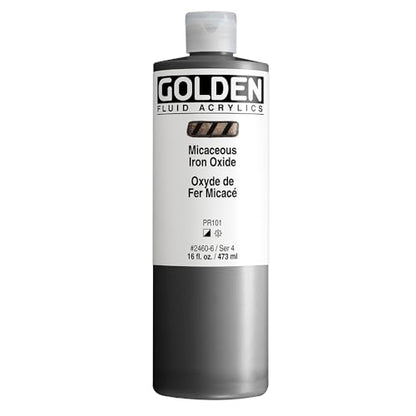 GOLDEN Fluid Acrylics, Micaceous Iron Oxide, 16 fl. oz. Bottle, Professional Acrylic Paint, Semi-Opaque