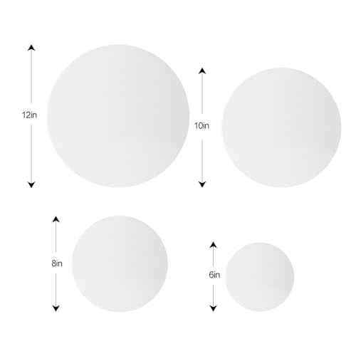 TRANSON 4 Sizes Round Shaped Stretched Canvas Primed Ready for Painting - size: Round 4PCS