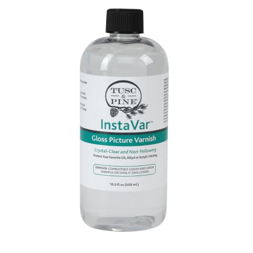 Tusc & Pine InstaVar™ Gloss Picture Varnish - Archival Quality Varnish for Oil, Alkyd, and Acrylic Artists - 16.9oz Bottle - size: 16.9oz