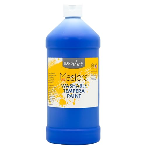Handy Art Little Masters Washable Tempera Paint, Blue, 32 oz Bottle | Bright & Mixable, High Opacity, Washable Colors for Classroom, Students, Kids, Young Artists, Safe & Non-Toxic, Made in USA - color: Blue, size: 32 Fl Oz (Pack of 1)
