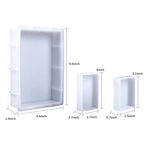3 Pcs Rectangular Silicone Molds for Resin, Large Resin Mold Glossy Deep Square Molds 9.6''x 6.6'' w. 4''x 2.7'' w. 3.1''x 2.5'' w, Deep Epoxy Resin Molds for Flowers Preservation, Resin Casting - color: Rectangular Silicone Molds