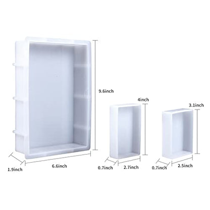 3 Pcs Rectangular Silicone Molds for Resin, Large Resin Mold Glossy Deep Square Molds 9.6''x 6.6'' w. 4''x 2.7'' w. 3.1''x 2.5'' w, Deep Epoxy Resin Molds for Flowers Preservation, Resin Casting - color: Rectangular Silicone Molds