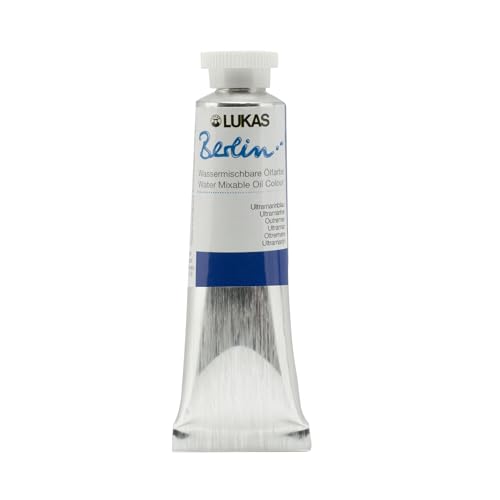 Lukas Berlin Pro Artists Water Mixable Oil Paint 37 ml Tube Ultramarine, Water Soluble, Lightfast Pigments, Quick Drying, Easy Clean-Up, Eco-Friendly, Professional Quality, 40 Color Range - color: Ultramarine, size: 1.25 Fl Oz (Pack of 1)