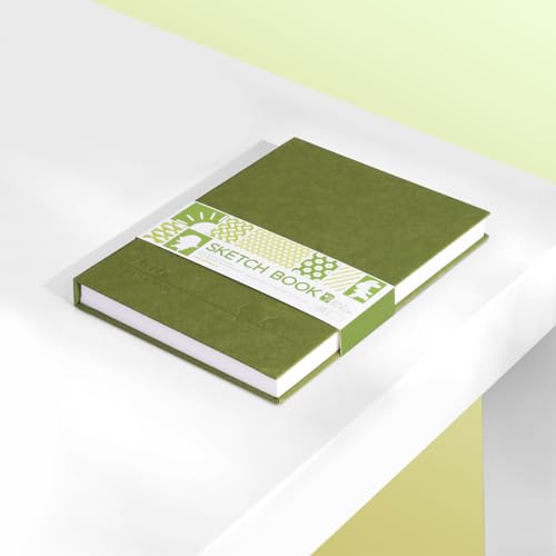 Arrtx Premium Hardcover Sketch Book, 60 Sheets/120 Pages, 180 GSM Thick Acid-Free Drawing Paper, Hardbound Sketch Pad with Inner Pocket, Green 8.5"x6.1" Sketchbook - size: A5