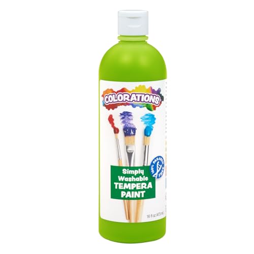 Colorations WSTAP Washable Tempera Paint, 16 fl oz, Apple Green, Non Toxic, Vibrant, Bold, Kids Paint, Craft, Hobby, Fun, Art Supplies - color: Apple Green