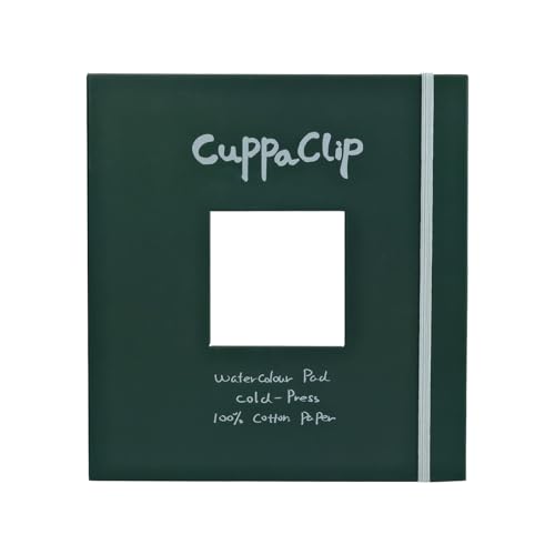 CuppaClip Watercolor Paper Pad Cover Illustration Pure Cotton Pulp Cold Press 300GSM Acid-Free Hardback Watercolor Book (Dark Green) - color: Dark green