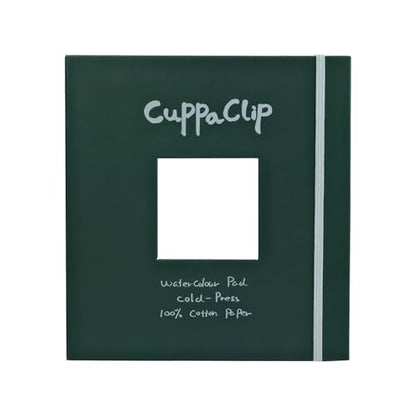 CuppaClip Watercolor Paper Pad Cover Illustration Pure Cotton Pulp Cold Press 300GSM Acid-Free Hardback Watercolor Book (Dark Green) - color: Dark green