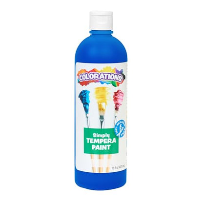 Colorations Paraben-Free Tempera Paint for Kids - Blue, 16 Ounce Bottle, Non-Toxic and Made in The USA - color: Blue