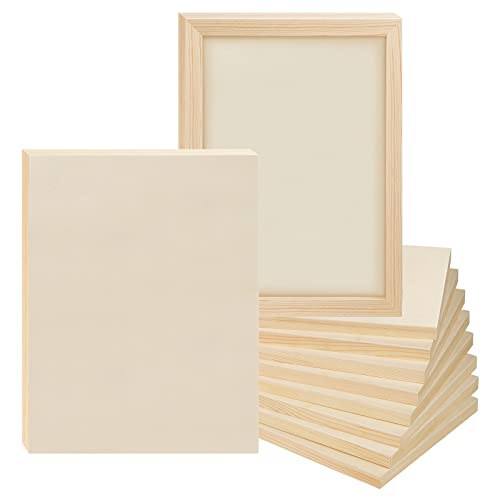 ADXCO 8 Pack Wood Panels 9 x 12 inch Wooden Canvas Board Unfinished Wooden Panel Boards for Painting, Arts, Pouring Use with Oils, Acrylics