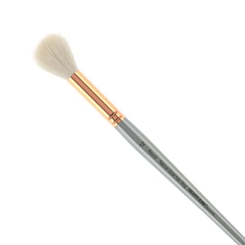 Creative Mark Goat Hair Mop Brush - # 12 Round, Natural Goat Hair for Watercolor, Oil, Acrylic & Makeup Blending – Ultra‑Soft White Hair – Short‑Handle, High‑Absorbency Artist Mop - color: White, size: # 12