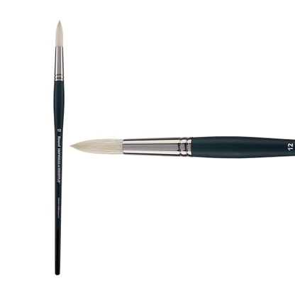 Creative Mark Imperial Professional Chungking Hog Bristle Brush - Round # 12, Handmade Long Handle Oil Paint Brushes for Artists, Nickel-Plated Brass Ferrules, Stiff Yet Soft Natural Bristles - size: #12