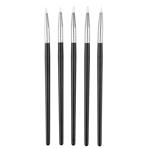 Culnflun 5 Pcs Silicone Clay Shaper for Craft, Pottery Sculpting Tools with Soft Brush Pens for Carving Smoothing Shaping DIY Craft Art