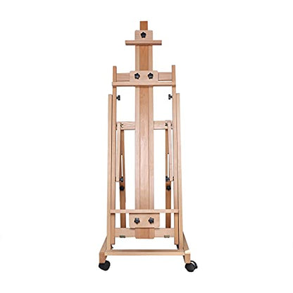 Vertical and Horizontal Folding Sketch Easel,Large Adjustable H Frame Multi Purpose Studio Artist Wooden Easel,Beech Wood Painting Holder Display Stand,56.30-91.34Inch Adjustable Height