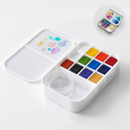 2 Level Watercolor Palette Compatible with Altoids Tins, Portable Travel Watercolor Palette with 3ml Jar, Empty Paint Wells and Mixing Trays for Travel Art, Urban Sketching, Plein Air