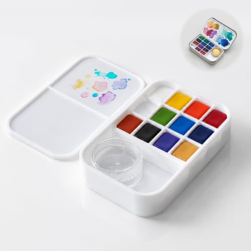 2 Level Watercolor Palette Compatible with Altoids Tins, Portable Travel Watercolor Palette with 3ml Jar, Empty Paint Wells and Mixing Trays for Travel Art, Urban Sketching, Plein Air