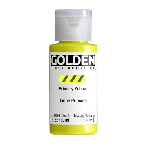 GOLDEN Fluid Acrylics, Primary Yellow, 1 fl. oz. Bottle, Professional Acrylic Paint, Semi-Transparent