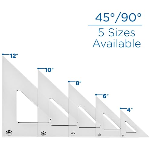 Alvin, SK450-10, 10" Smoke-Tint Triangle Ruler, Math Geometry Tool - 45/90 Degrees - size: 10", style: 45/90 Degree