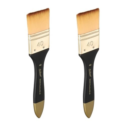 uxcell 2 Pcs Flat Paint Brush 1.57" Width Nylon Acrylic Painting Brushes Professional Paint Tools with Wooden Handle for Watercolor Oil Crafts Face Body Art, Yellow - size: 1.57"