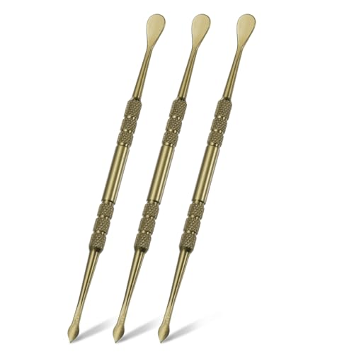 MECCANIXITY 3 Pcs Wax Carving Tools Stainless Steel 4.6 Inch Double-Headed Wax Carving Sculpting Tools for Modeling Sculpting Shaping, Light Gold - color: Light Gold