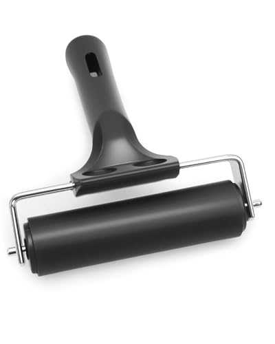UCEC Brayer Roller for Printmaking, Durable Rubber Glue Roller Woodworking, Paint, Brayer Rollers for Crafting, Great for Gluing Application, Diamond Painting, Block Printing, 1 Pack (6 Inch) (Black) - color: 6 Inch-Black
